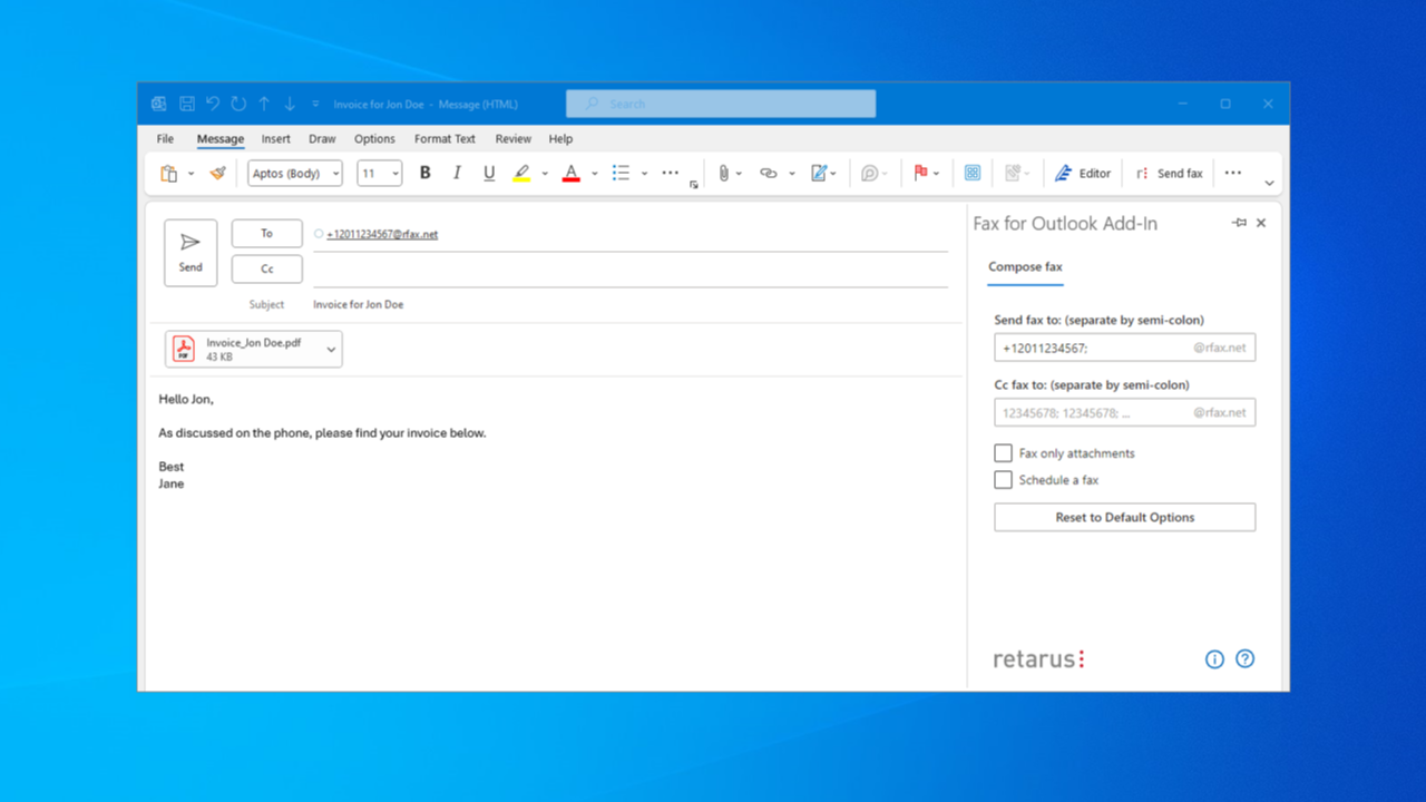 Faxe einfach wie nie über Outlook versenden: Das neue native Cloud-Fax-Add‑In von Retarus