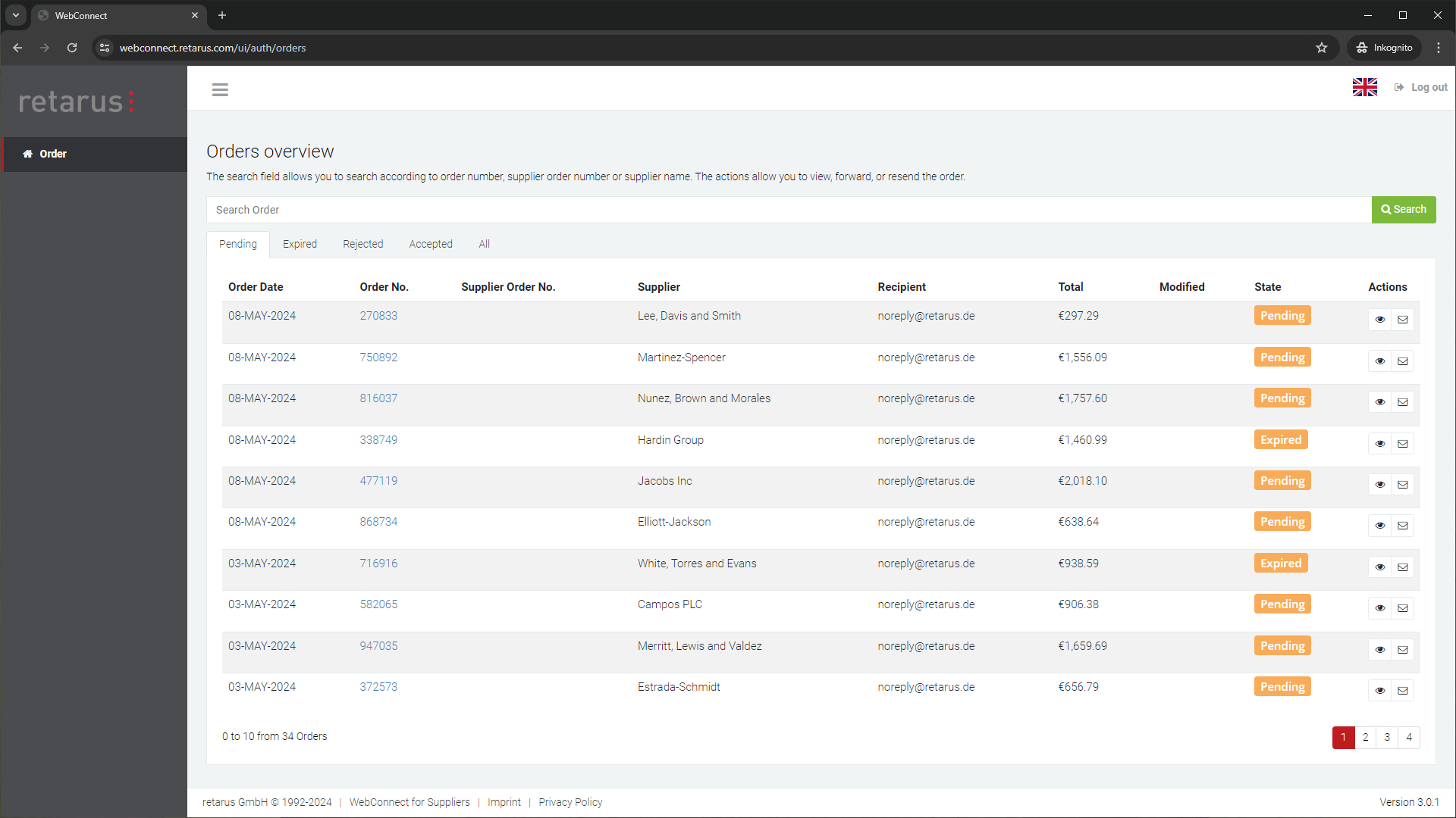 New Live Overview in WebConnect for Suppliers