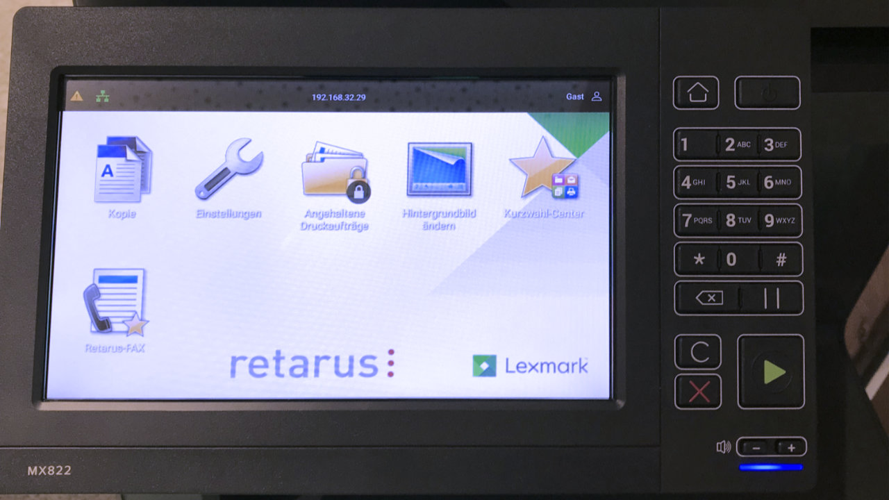 Lexmark MFP panel w/ Retarus fax app