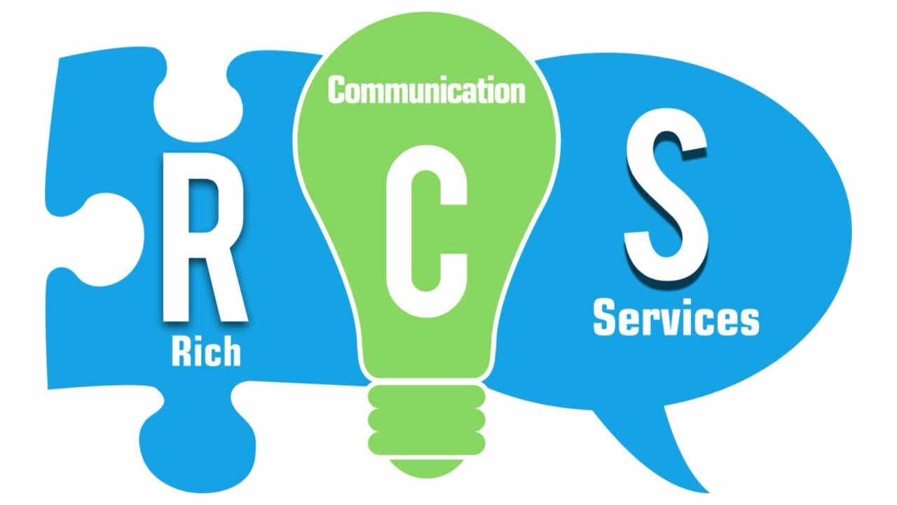 RCS – Rich Communication Services Green Blue Three Symbols