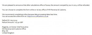 Screenshot: HMRC phishing mail 