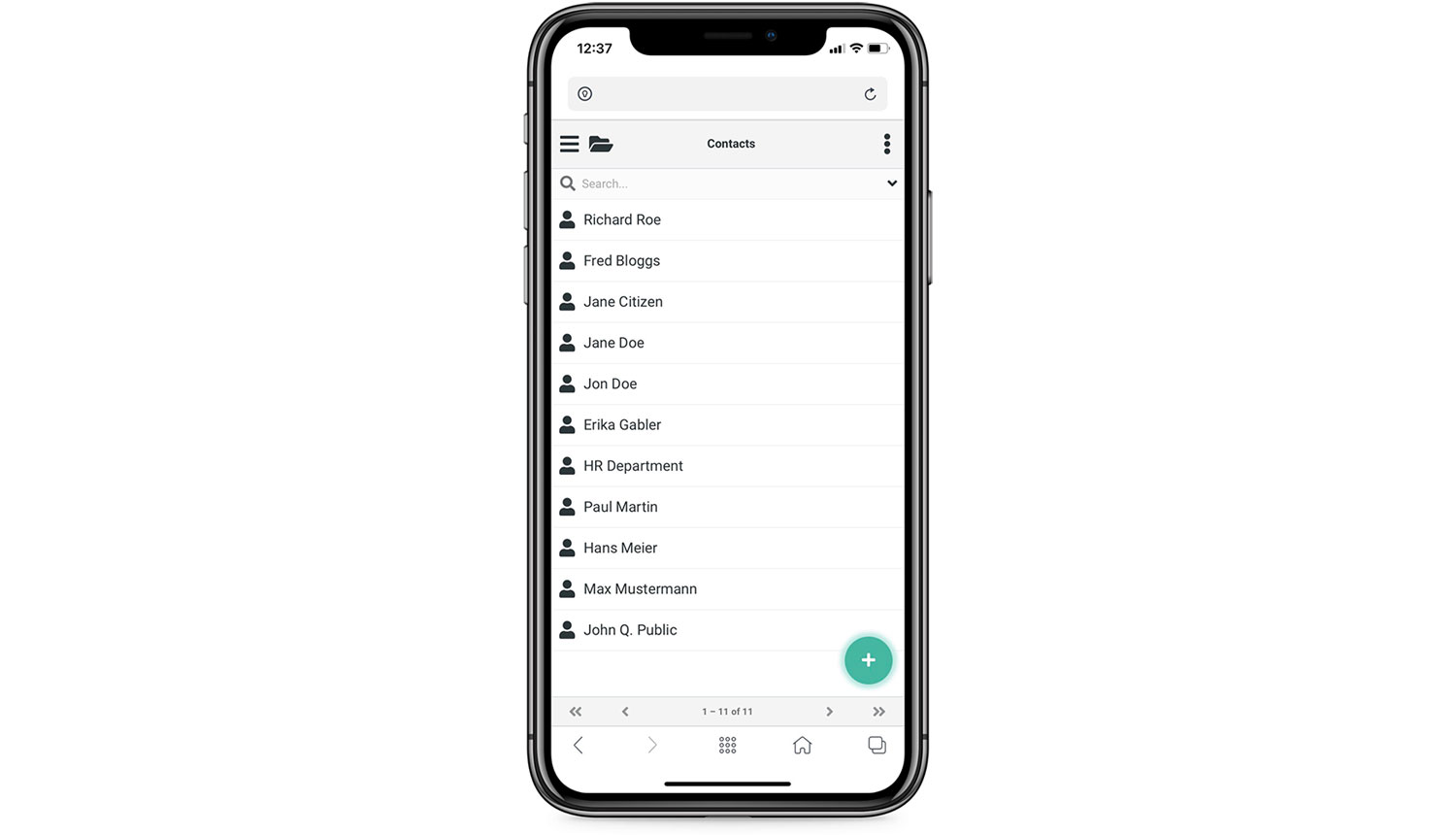 Contacts - Retarus Email Continuity Mobile UI