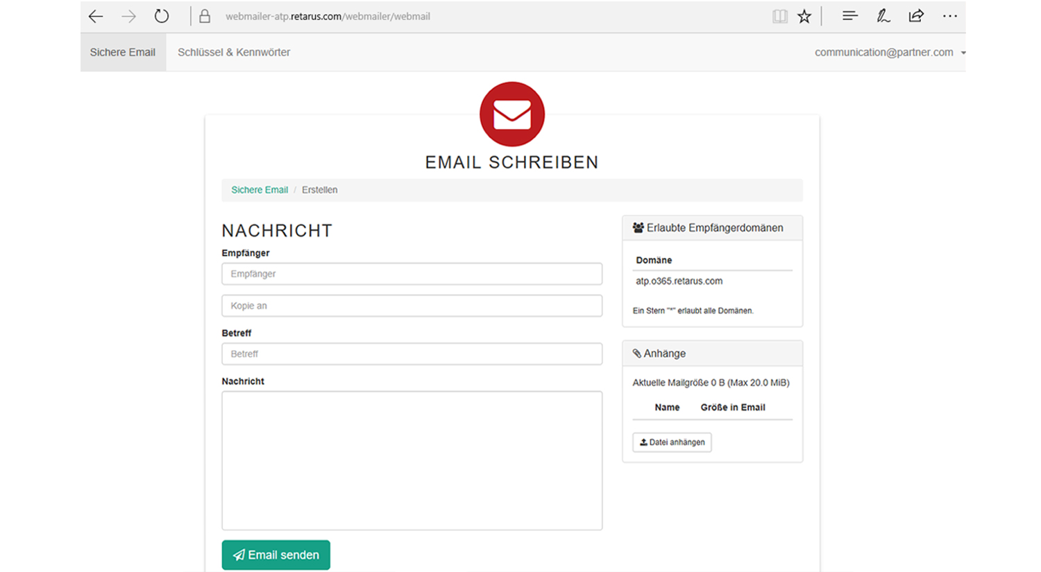 Webmailer neue E-Mail
